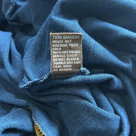 J McLaughlin Chambray Relaxed Fit Dress Knee Length Pockets Roll Sleeve Sz M - Picture 10 of 12